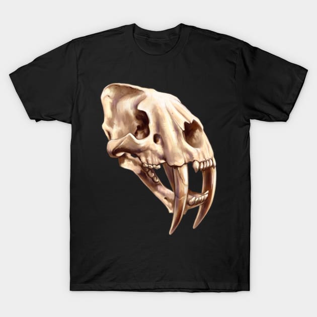 Smilodon Skull T-Shirt by Pip Tacla